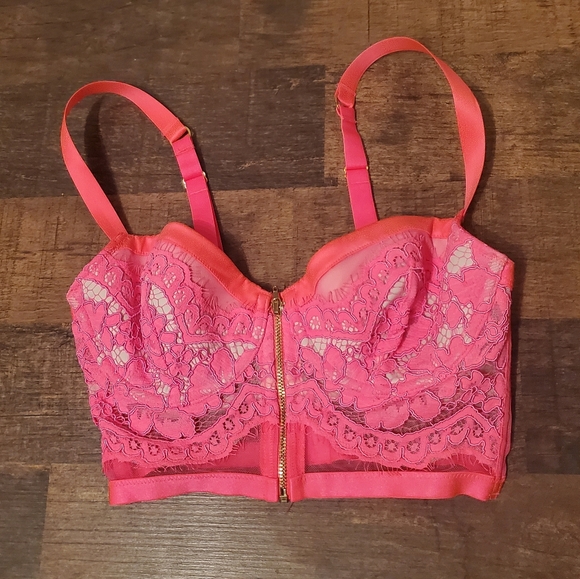 Victoria's Secret Hot Pink Lined Demi Lace Bustier Bra Size 34C - Picture 2 of 8